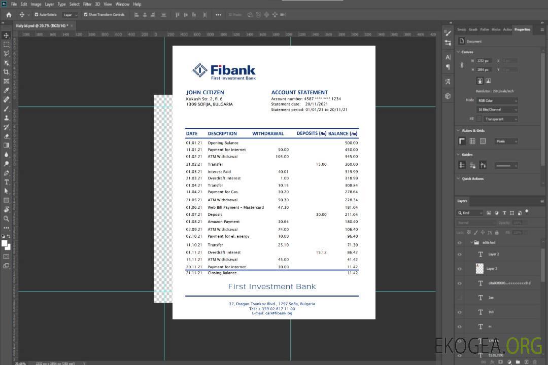 Bulgarie Fibank Excel template